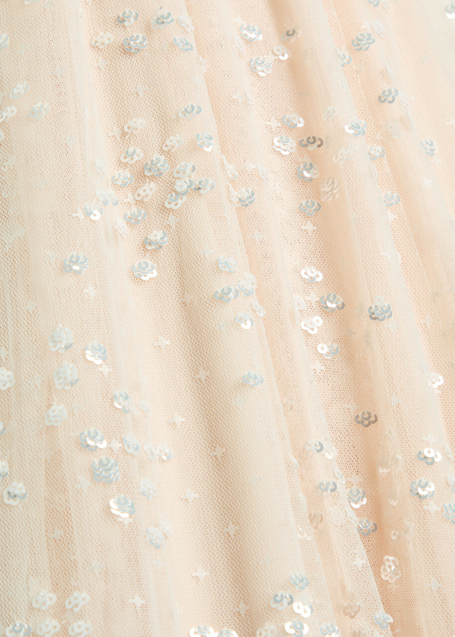 Needle & Thread Dappled Hooded Tulle Cape Cream