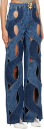 AREA Blue Rope Cutout Jeans