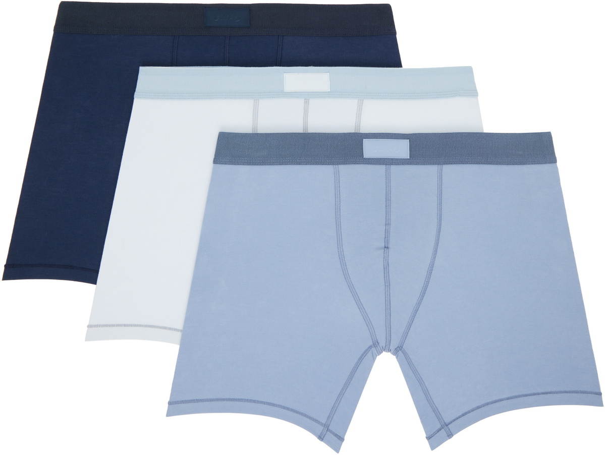 SKIMS Three-Pack Blue SKIMS Cotton 5 Boxer Briefs