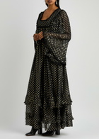 Chloe Fil Coupé Chiffon Maxi Dress Black