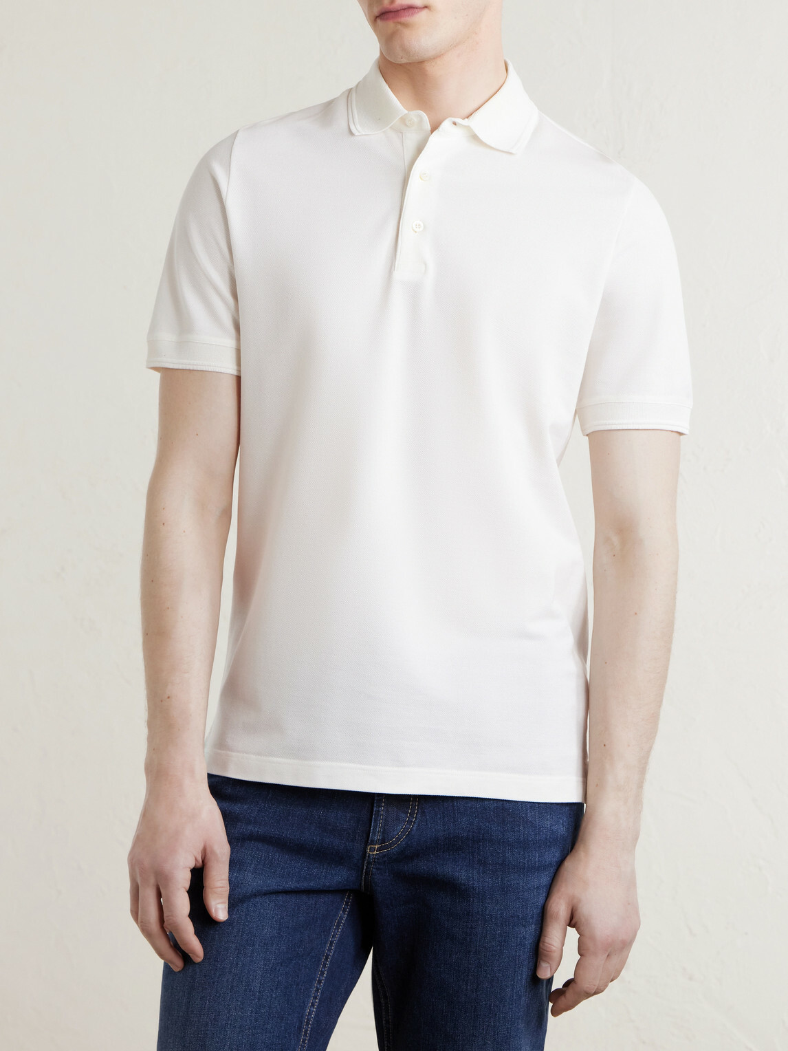 Canali - Cotton-Piqué Polo Shirt - White