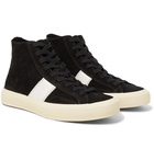 TOM FORD - Cambridge Leather-Trimmed Suede High-Top Sneakers - Black