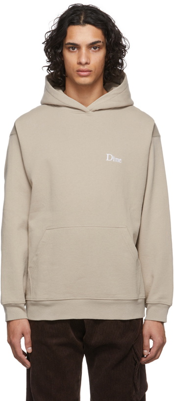 Photo: Dime Taupe Classic Small Logo Hoodie