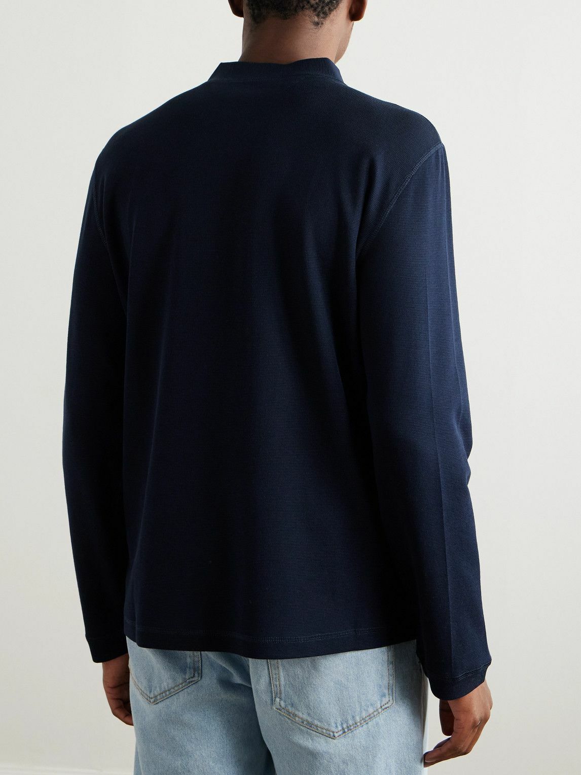 Brunello Cucinelli - Cotton and Silk-Blend Henley T-Shirt - Blue
