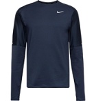 Nike Running - Element Mesh-Trimmed Logo-Print Dri-FIT Top - Blue