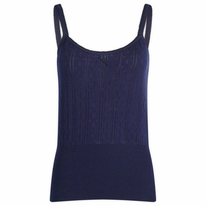 Photo: JW Anderson Women's Pointelle Straight Neck Vest in Navy