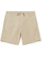 Armor Lux - Straight-Leg Logo-Appliquéd Cotton-Blend Twill Drawstring Shorts - Brown