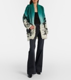 Alanui Wave Bloom fringed cotton-blend jacquard cardigan