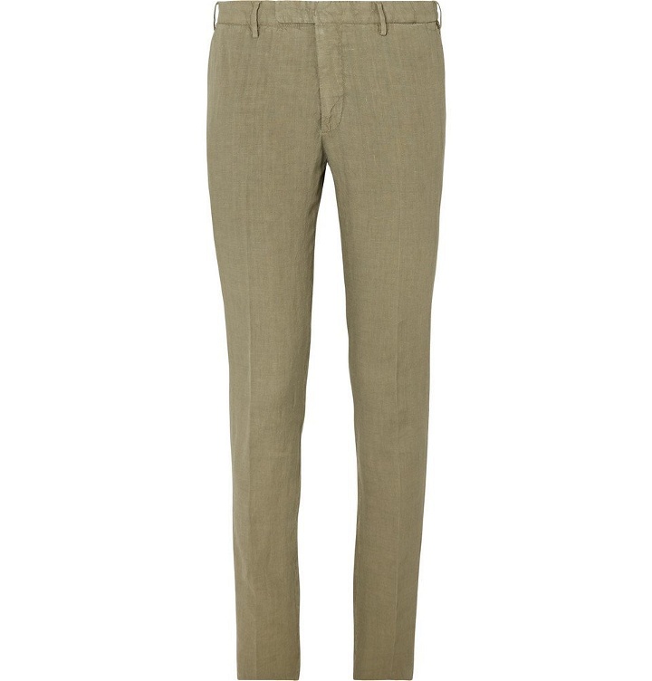 Photo: Boglioli - Slim-Fit Tapered Olive Linen Suit Trousers - Men - Green