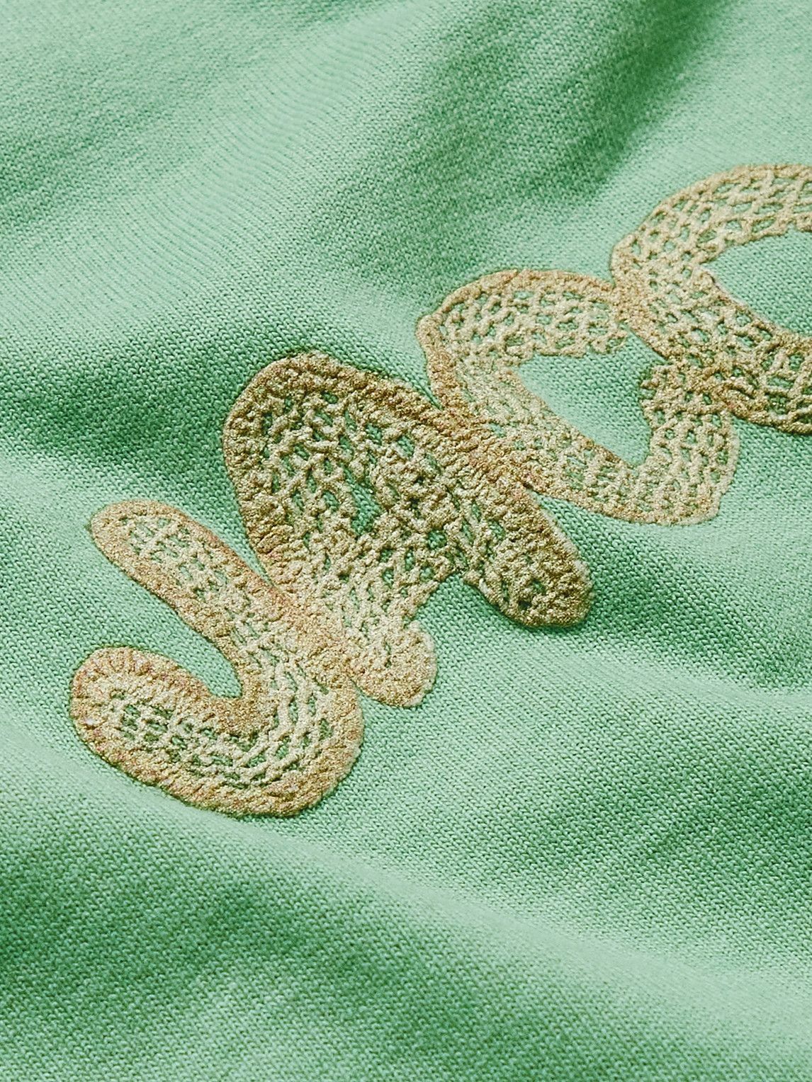 Jacquemus - Raffia-Trimmed Cotton-Jersey T-Shirt - Green Jacquemus