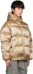 AAPE by A Bathing Ape Gold Hooded Down Jacket