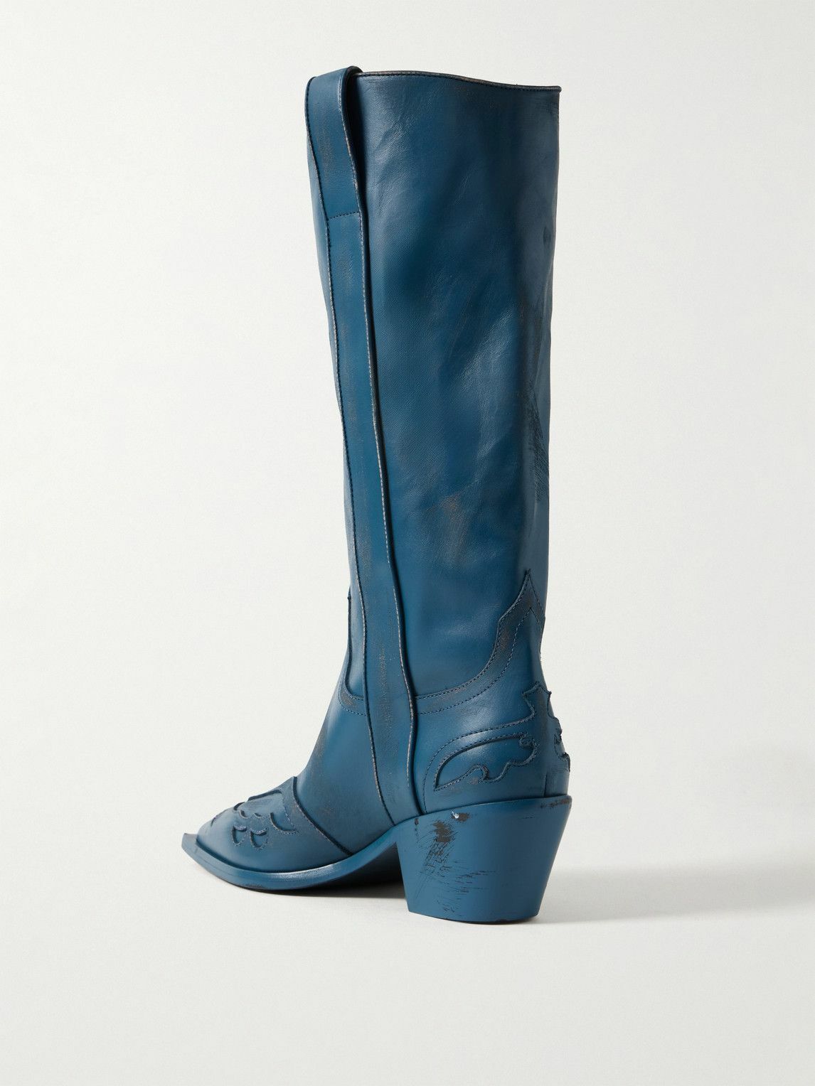 Enfants Riches Déprimés - Distressed Leather Cowboy Boots - Blue