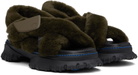 Burberry Green Shearling Pebble Sandals