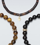Sydney Evan Set of 3 14kt gold beaded bracelets with gemstones