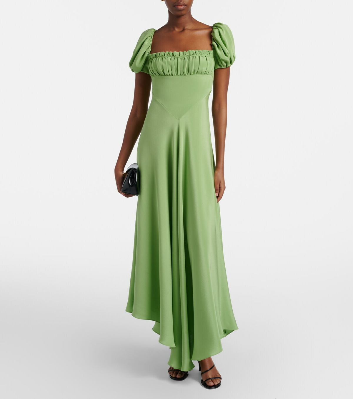 Rodarte Puff-sleeve silk crêpe maxi dress