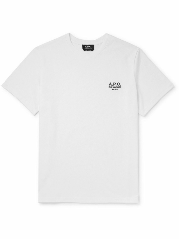 Photo: A.P.C. - Raymond Logo-Embroidered Cotton-Jersey T-Shirt - White