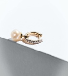 Mateo 14kt gold single hoop earring with diamonds and freshwater pearl