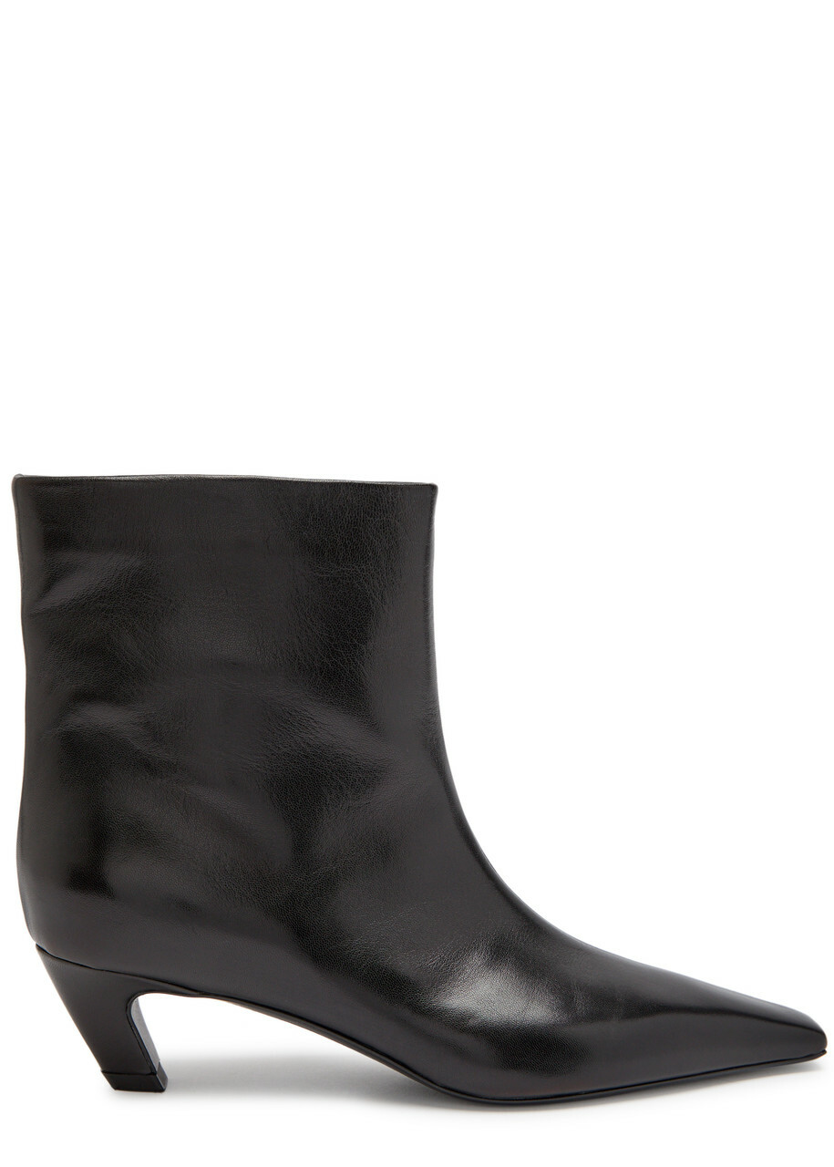 Khaite Arizona 50 Leather Ankle Boots Black