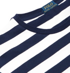 POLO RALPH LAUREN - Slim-Fit Logo-Embroidered Striped Cotton-Jersey T-Shirt - Blue