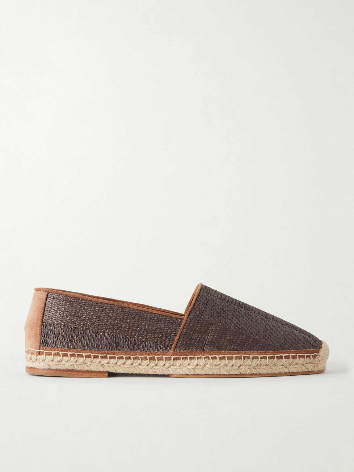 Brunello Cucinelli - Leather-Trimmed Woven Raffia Espadrilles - Brown