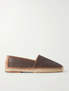 Brunello Cucinelli - Leather-Trimmed Woven Raffia Espadrilles - Brown