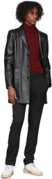 Saint Laurent Red & Black Striped Turtleneck