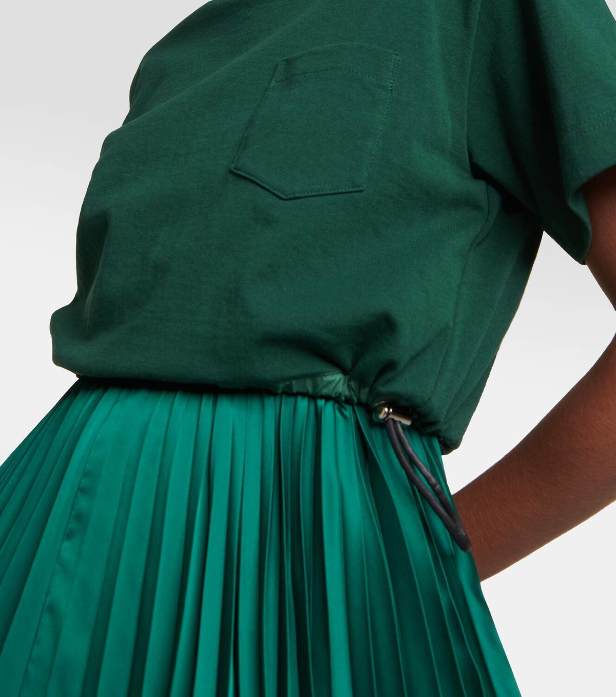 Sacai Pleated jersey and satin midi dress Sacai Sacai Pleated jersey and satin midi dress Sacai