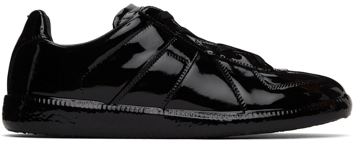 Photo: Maison Margiela Black Coated Leather Replica Sneakers
