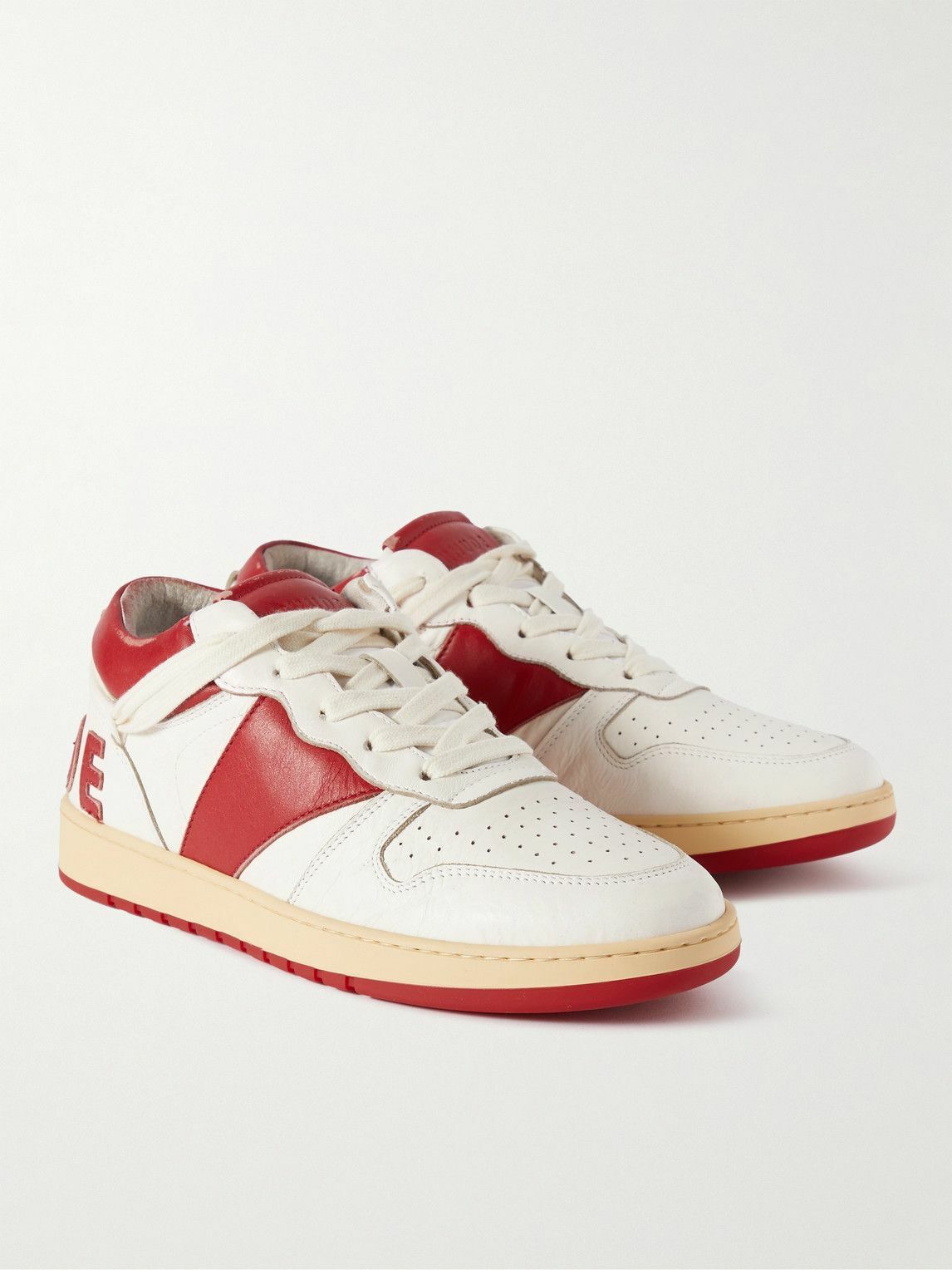 Rhude - Rhecess Colour-Block Distressed Leather Sneakers - White