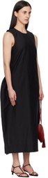 Róhe Black Hourglass Linen Silk Midi Dress