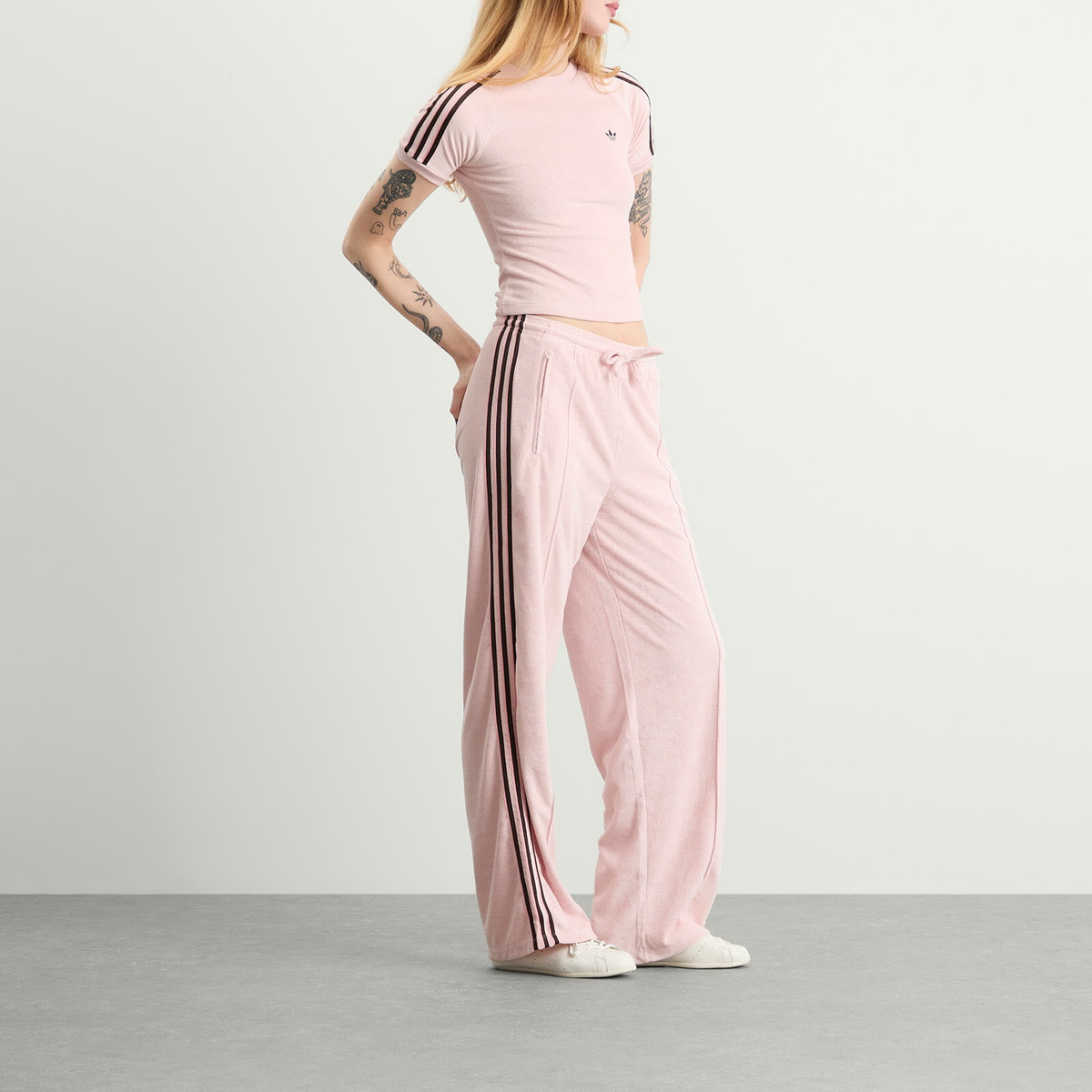 Adidas Women's Terry Towel Track Pants in Sandy Pink