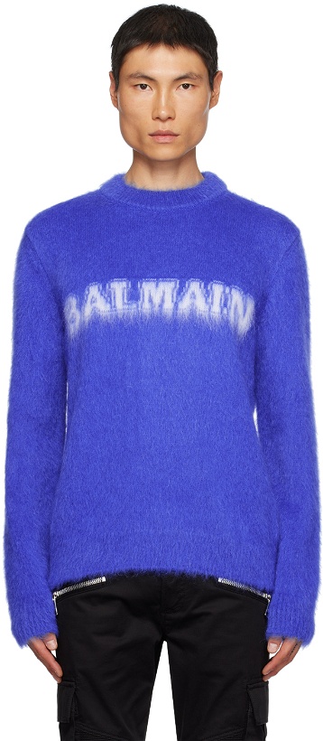 Photo: Balmain Blue Brushed Sweater