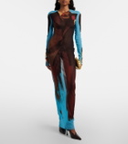 Jean Paul Gaultier Printed sheer maxi dress