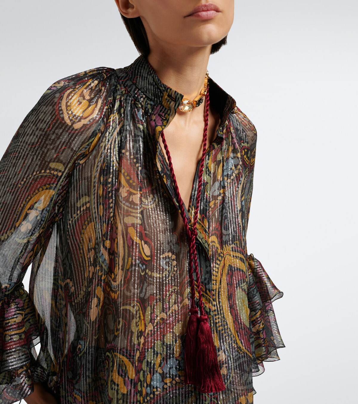 Jennifer Behr Leah crystal--embellished silk necklace