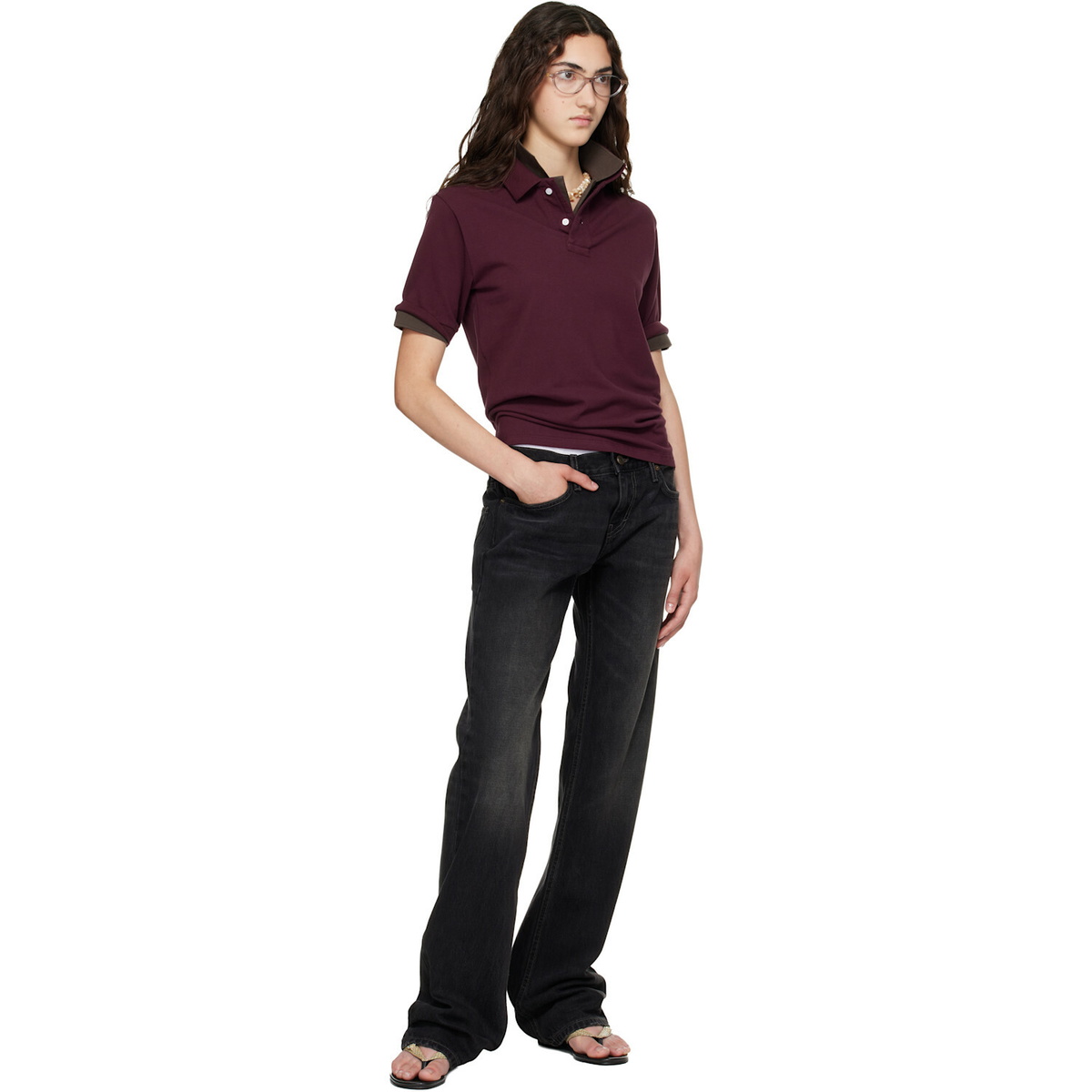 Raimundo Langlois Burgundy Layered Polo