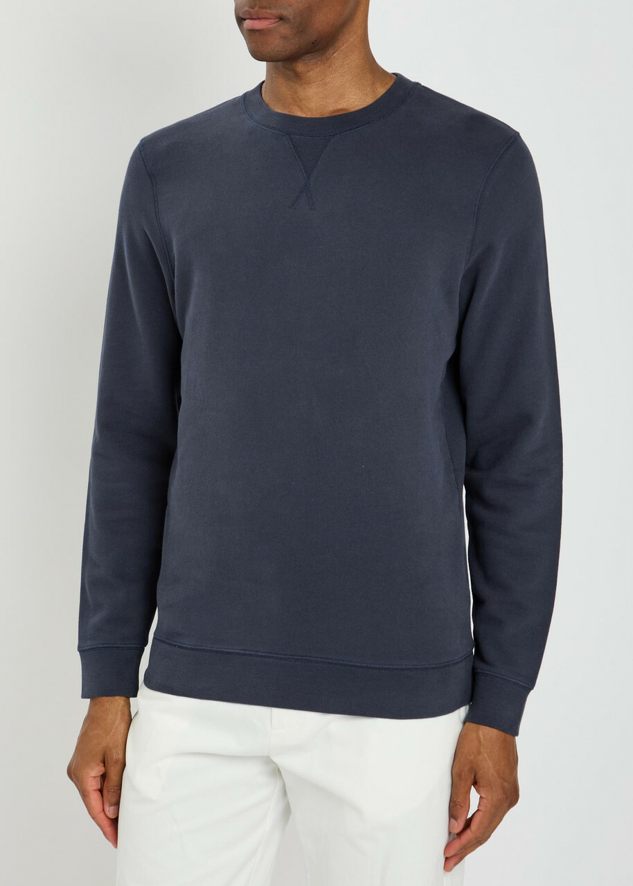 Sunspel Crew-neck Cotton Sweatshirt Navy