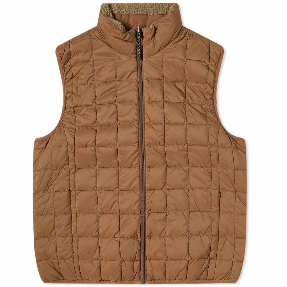 Taion Men's Reversible Boa Fleece Down Vest in Light Brown/Beige Taion ...