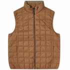 Taion Men's Reversible Boa Fleece Down Vest in Light Brown/Beige