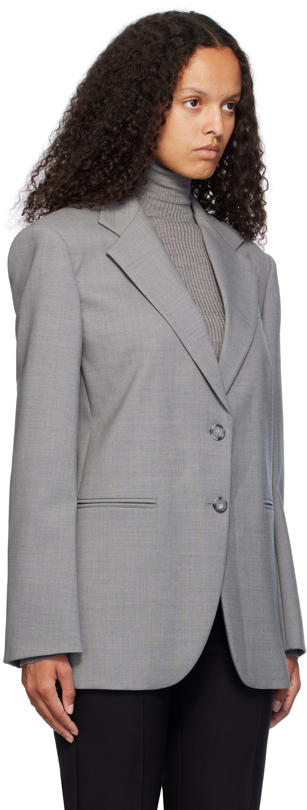 アウターその他 SPORTMAX Woman Blazer Grey 2422046023600 002 Sportmax Gray Baffo Blazer Sportmax