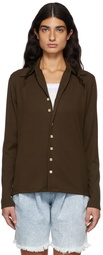 Tanner Fletcher Brown Reece Pointy Collar Ribbed Shirt