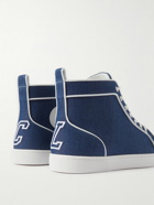 Christian Louboutin - Logo-Embroidered Leather-Trimmed Denim High-Top Sneakers - Blue