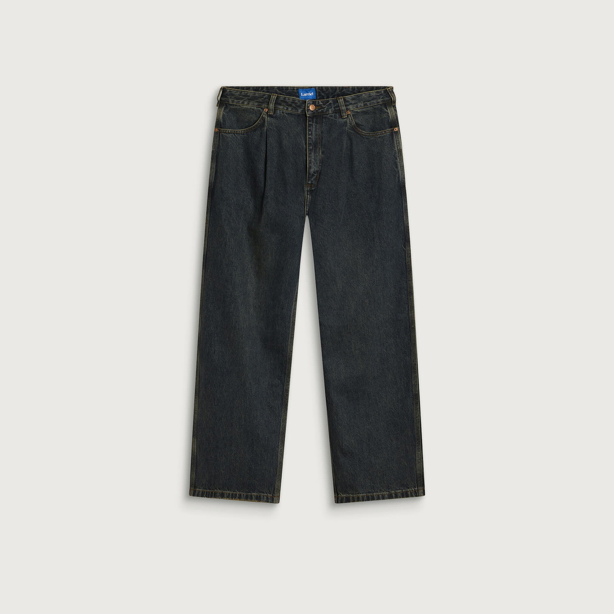 Larriet Men's Frederick Pleated Denim Jeans in Dirty Indigo
