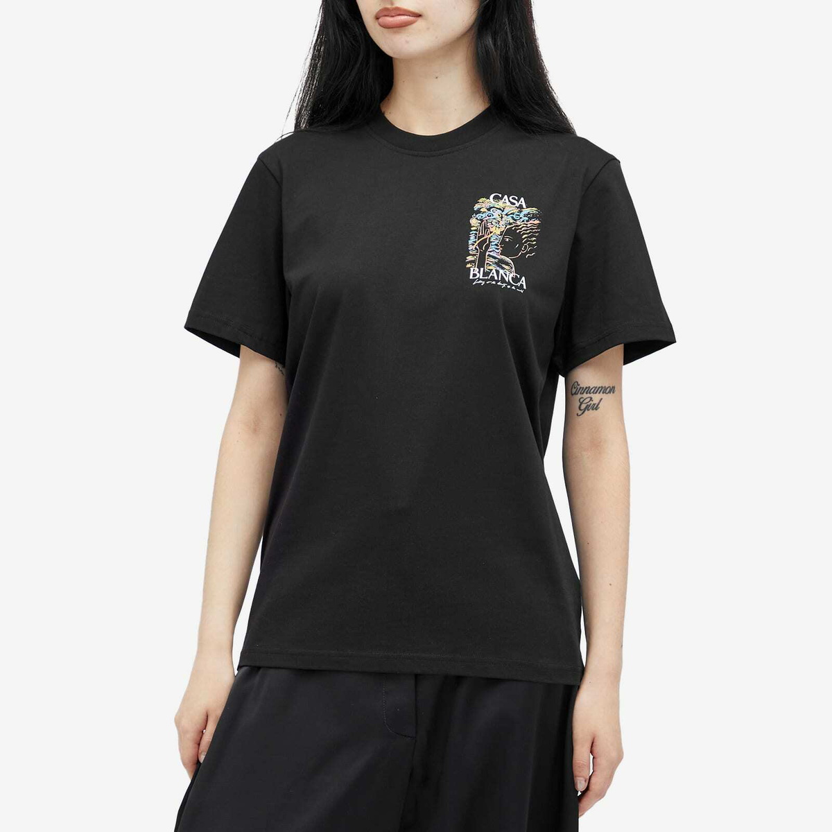 Casablanca Women's Mushroom Goddess Printed T-Shirt in Black
