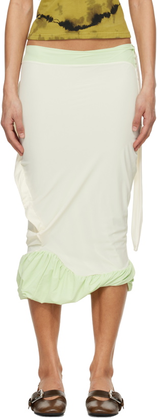 Photo: Ottolinger Green & Off-White Twisted Pencil Midi Skirt