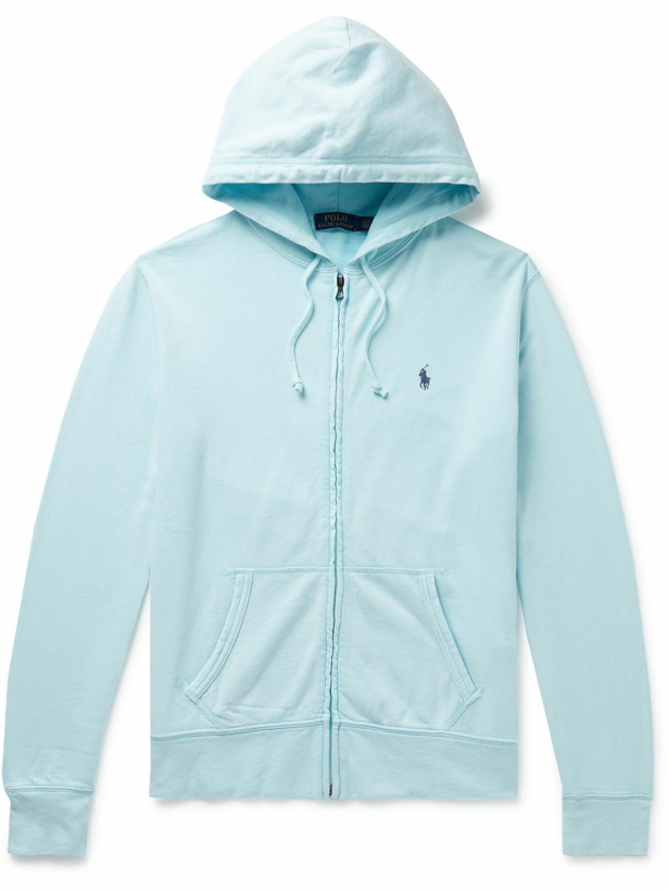 Photo: Polo Ralph Lauren - Logo-Embroidered Cotton-Jersey Zip-Up Hoodie - Blue