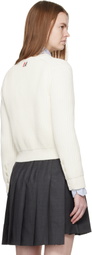 Thom Browne White Full Stitch Cropped Crew Neck Cardigan