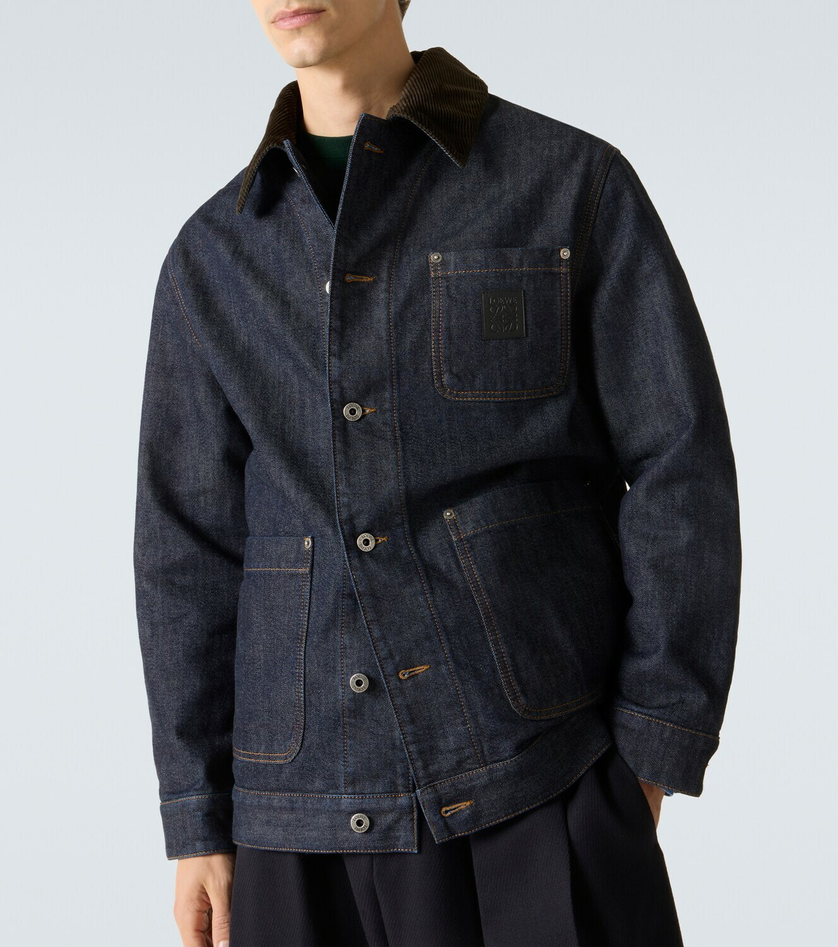 Loewe Corduroy-trimmed denim jacket