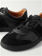 Salvatore Ferragamo - Garda Webbing-Trimmed Suede and Leather Sneakers - Black