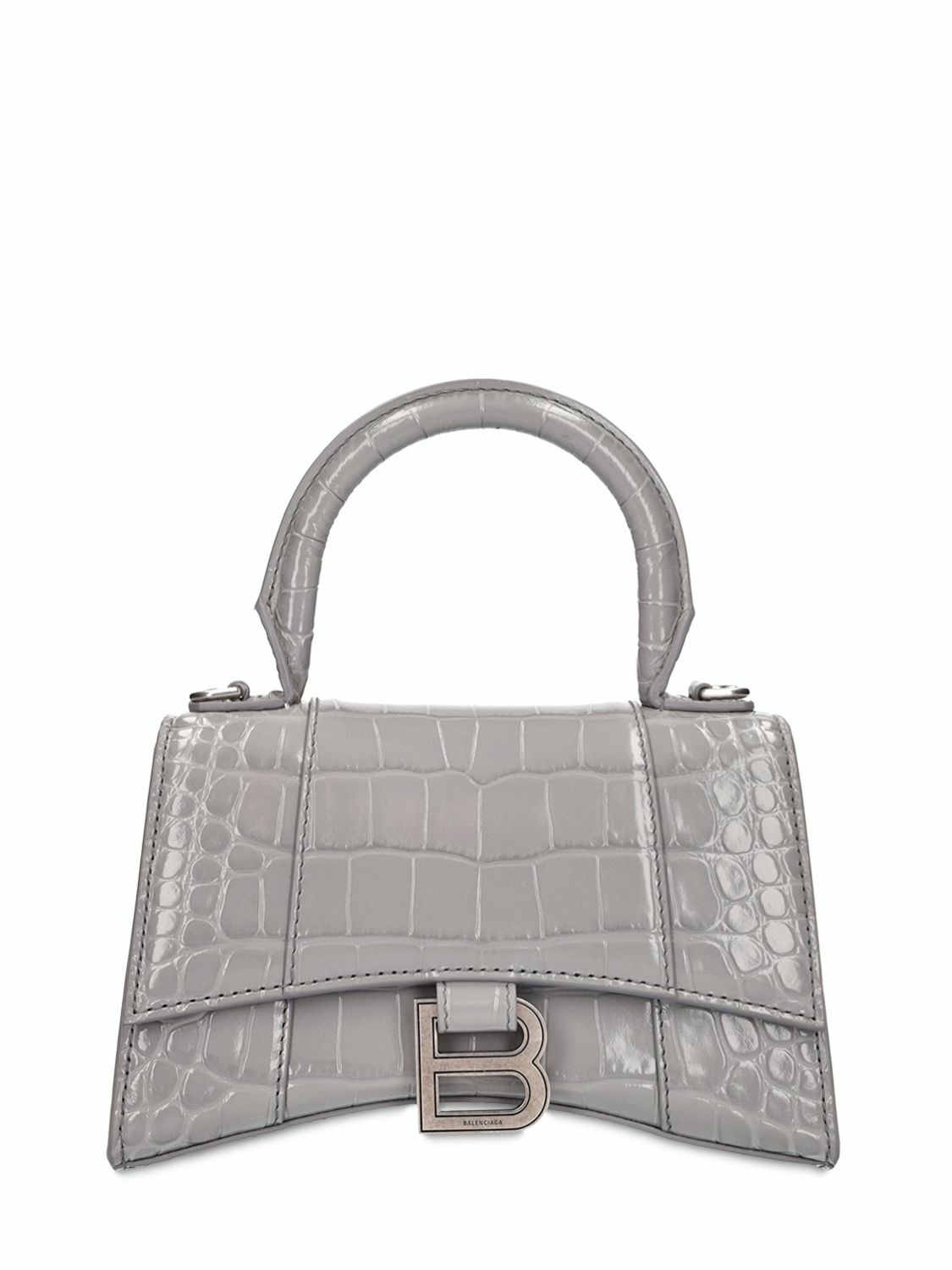 BALENCIAGA - Croc Embossed Leather Shoulder Bag Balenciaga