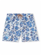 Loro Piana - Straight-Leg Mid-Length Floral-Print Swim Shorts - Blue